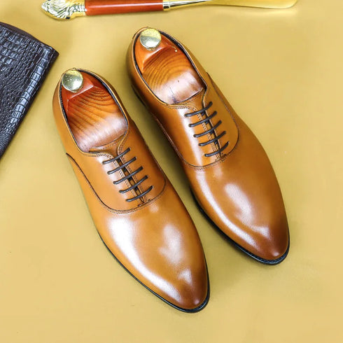 Mens Genuine Leather Oxford Dress Shoes for Formal Business and Wedding